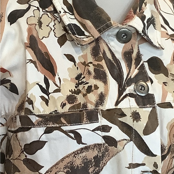 VTG Chicos Beaded Floral Jacket Large Brown 2 pockets - Picture 4 of 7